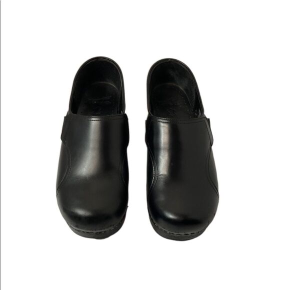 Dansko Black Leather Slip-On Professional Work Comfort Clog Shoes Size EU38 US8 - Picture 5 of 13